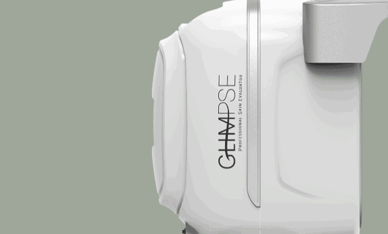 Glimpse professional skin evaluation device analyzing facial skin for customized treatments